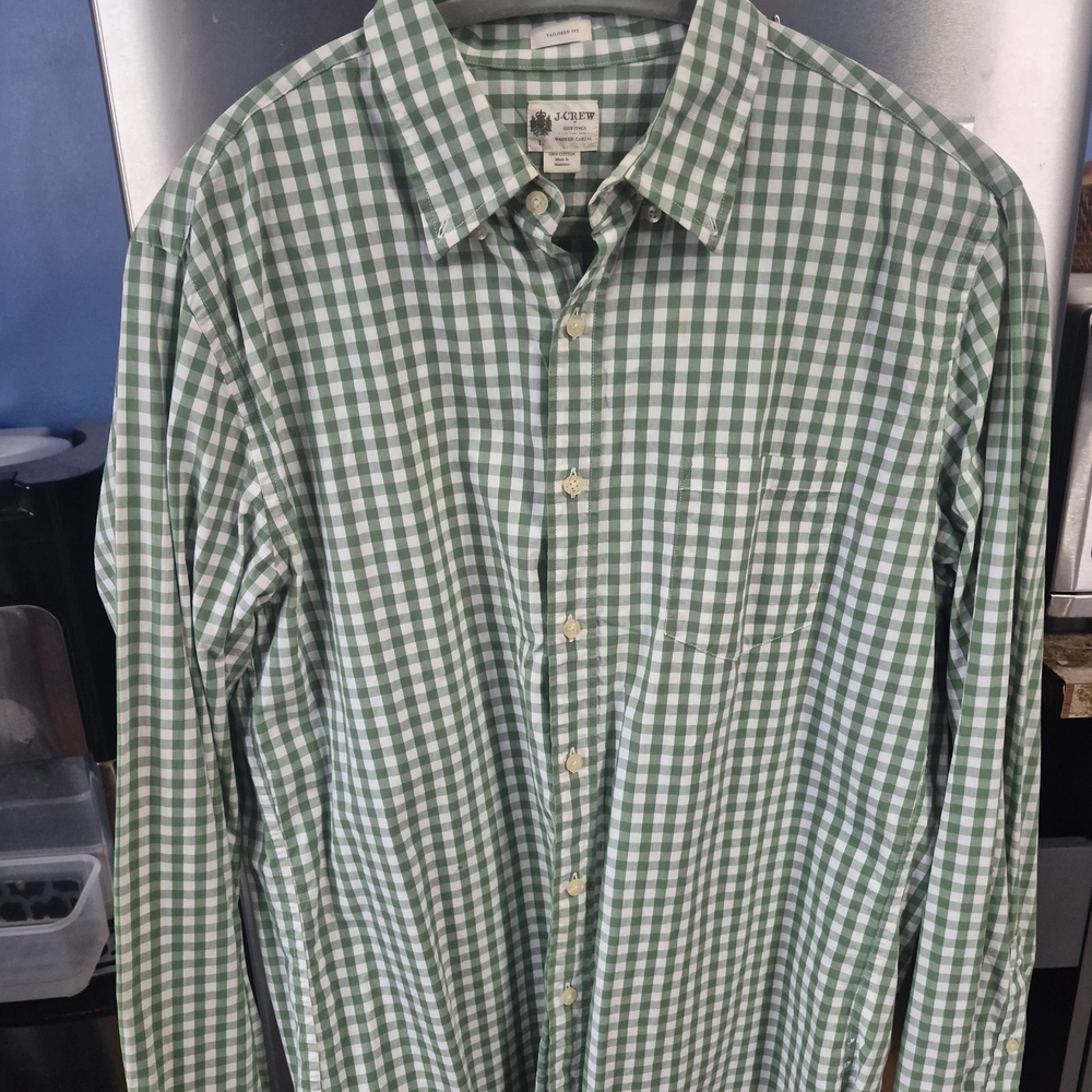 J. Crew Men's Green Gingham Shirt